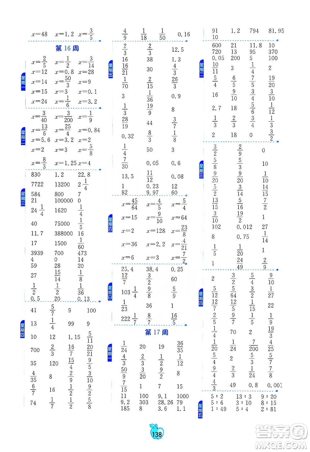 江蘇人民出版社2021小學(xué)數(shù)學(xué)計(jì)算高手六年級下冊北師大版參考答案