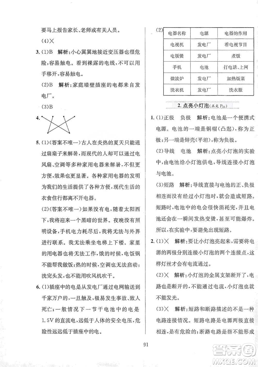 陜西人民教育出版社2021小學(xué)教材全練四年級下冊科學(xué)教育科學(xué)版參考答案