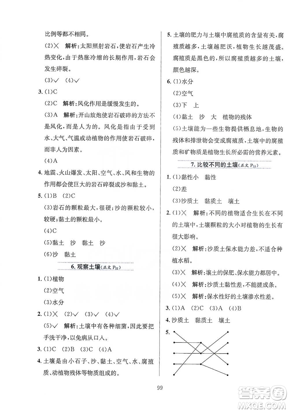 陜西人民教育出版社2021小學(xué)教材全練四年級下冊科學(xué)教育科學(xué)版參考答案