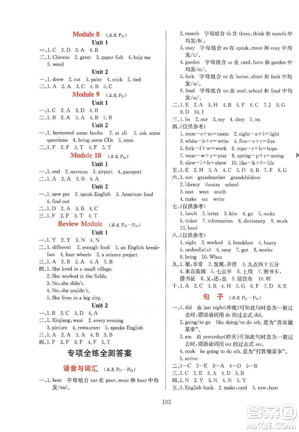 陜西人民教育出版社2021小學教材全練英語五年級下冊外研版參考答案