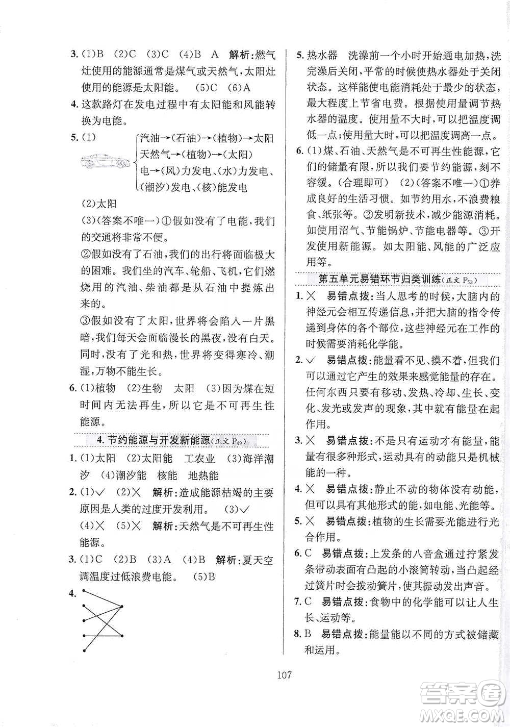 陜西人民教育出版社2021小學(xué)教材全練六年級(jí)下冊(cè)科學(xué)蘇教版參考答案