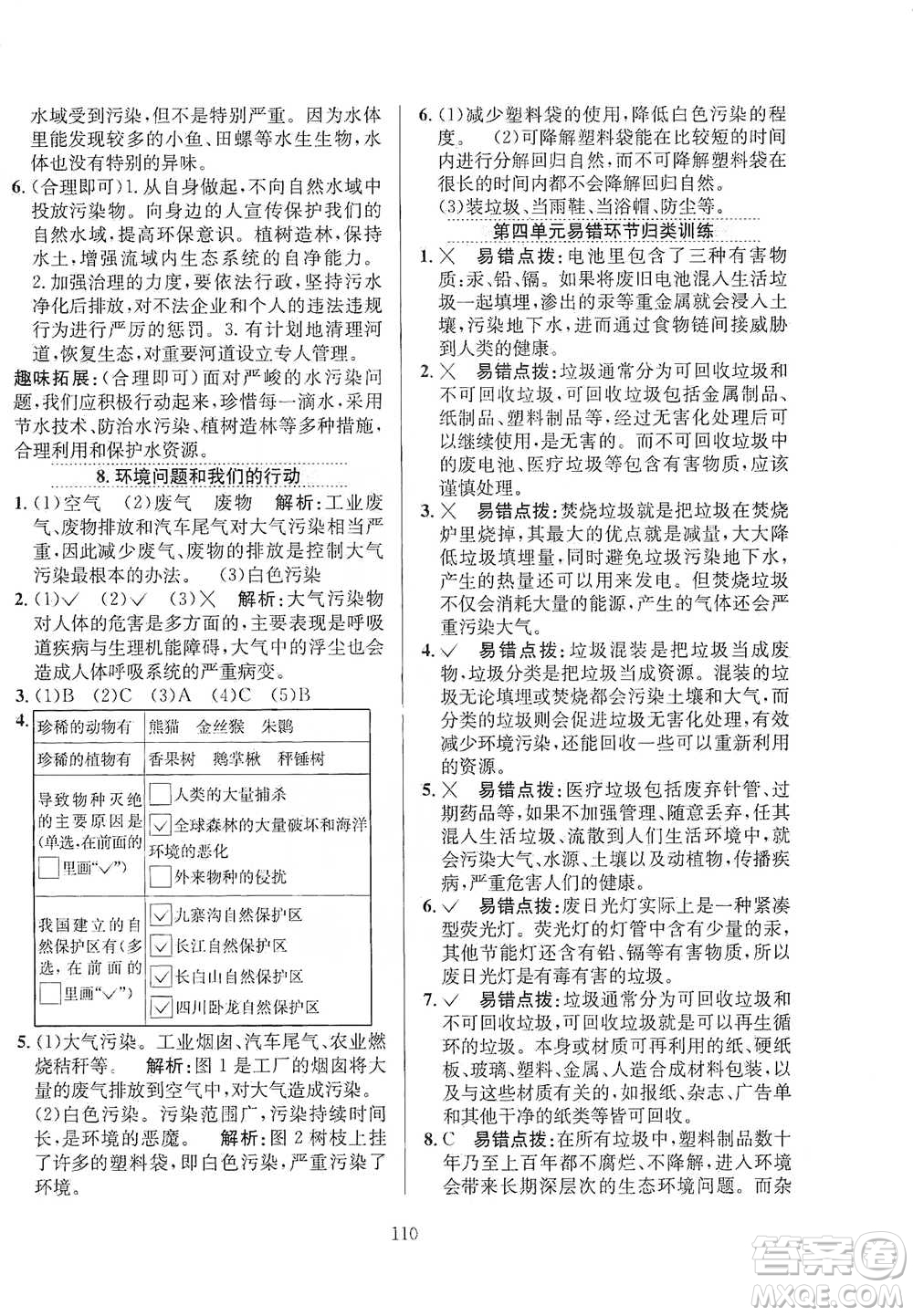 陜西人民教育出版社2021小學(xué)教材全練六年級下冊科學(xué)教科版參考答案