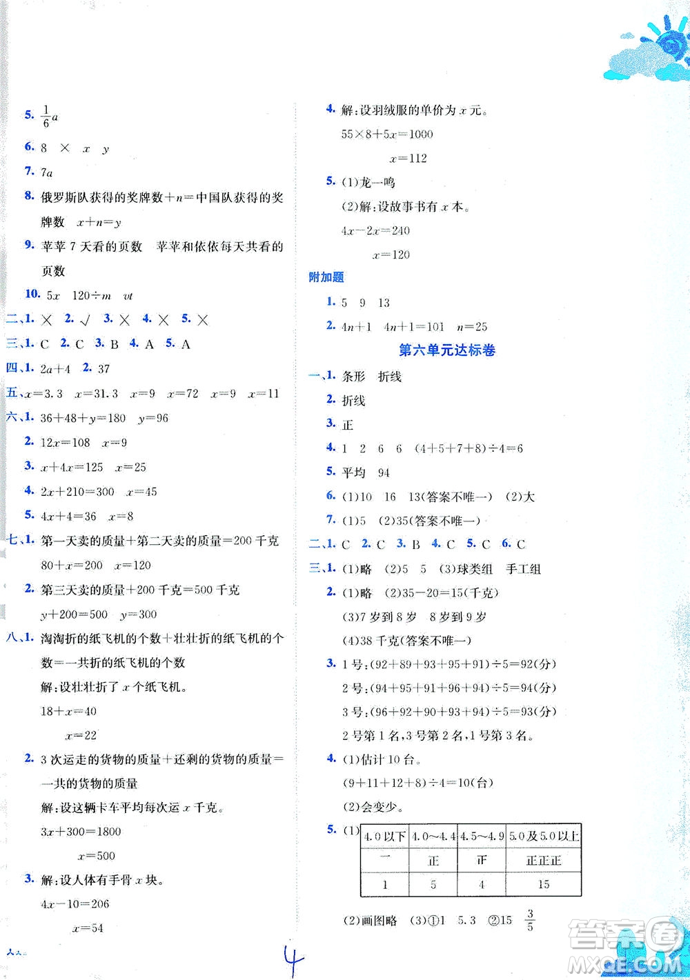 龍門書(shū)局2021黃岡小狀元達(dá)標(biāo)卷四年級(jí)數(shù)學(xué)下BS北師版答案