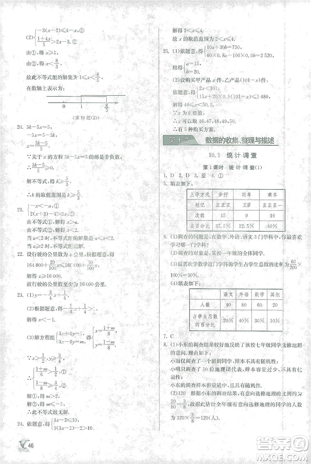 江蘇人民出版社2021實驗班提優(yōu)訓練七年級下冊數(shù)學人教版參考答案