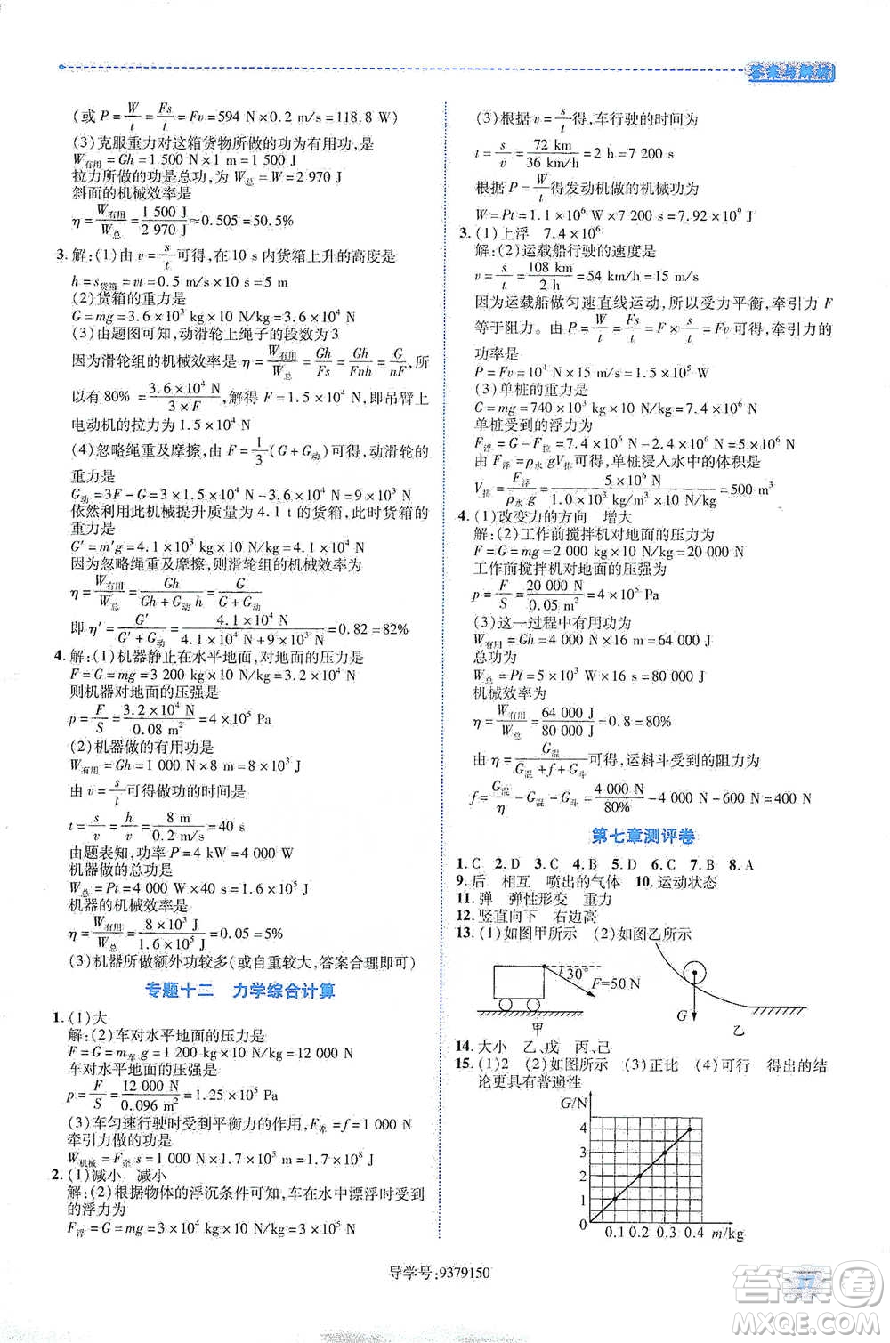 陜西科學(xué)技術(shù)出版社2021新課標(biāo)教材同步導(dǎo)練八年級下冊物理人教版參考答案