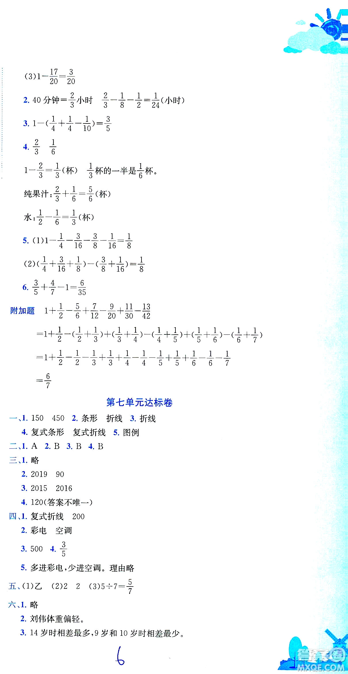 龍門書局2021黃岡小狀元達標卷五年級數(shù)學下R人教版答案