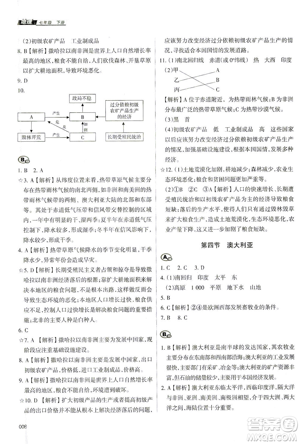 天津教育出版社2021學習質(zhì)量監(jiān)測七年級地理下冊人教版答案