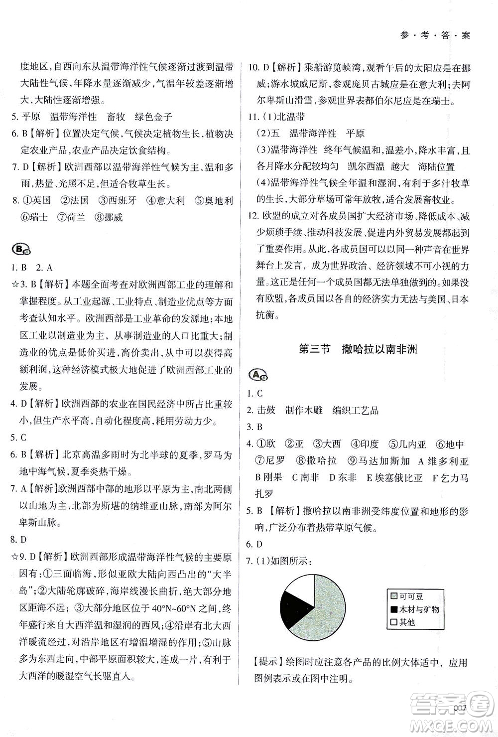 天津教育出版社2021學習質(zhì)量監(jiān)測七年級地理下冊人教版答案