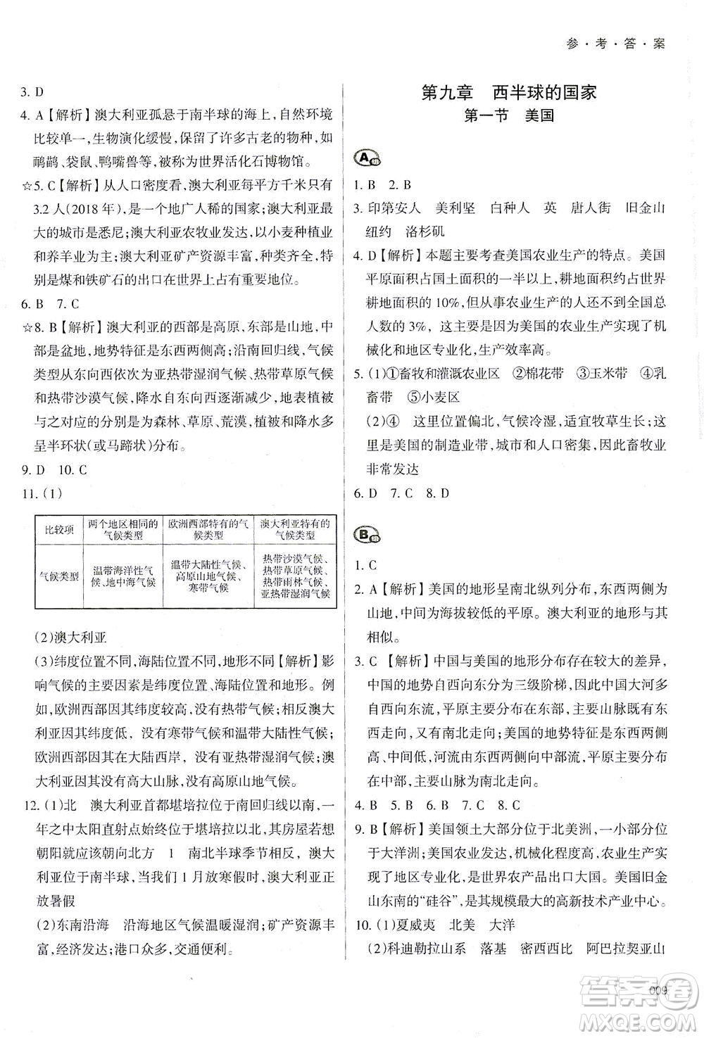 天津教育出版社2021學習質(zhì)量監(jiān)測七年級地理下冊人教版答案