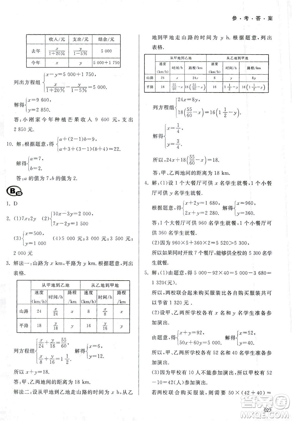 天津教育出版社2021學(xué)習(xí)質(zhì)量監(jiān)測(cè)七年級(jí)數(shù)學(xué)下冊(cè)人教版答案