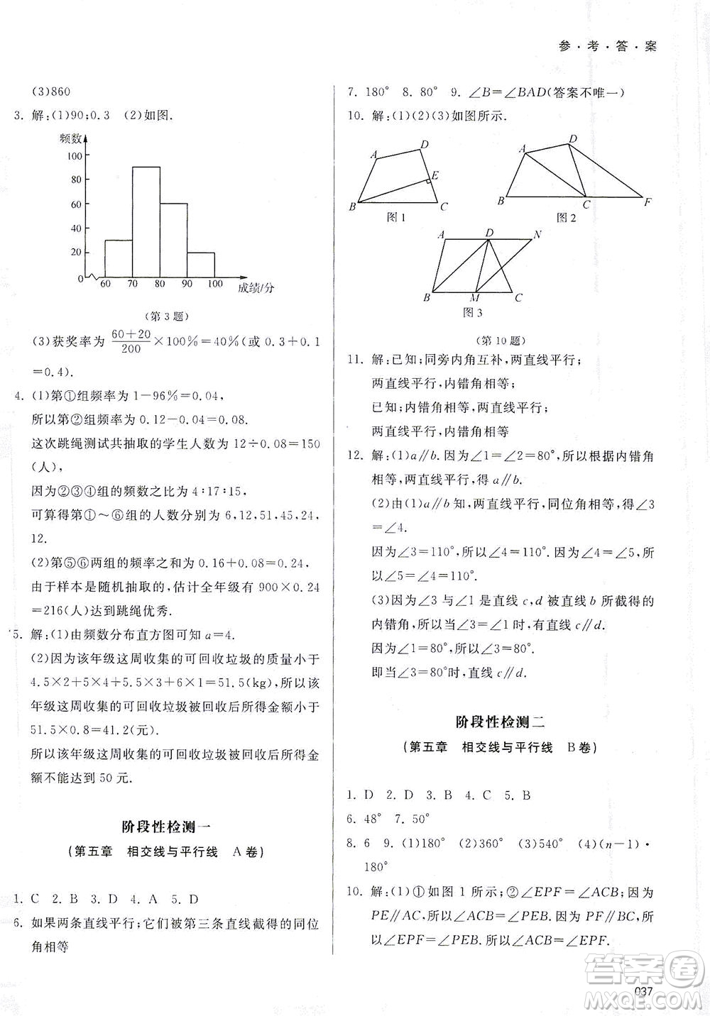 天津教育出版社2021學(xué)習(xí)質(zhì)量監(jiān)測(cè)七年級(jí)數(shù)學(xué)下冊(cè)人教版答案