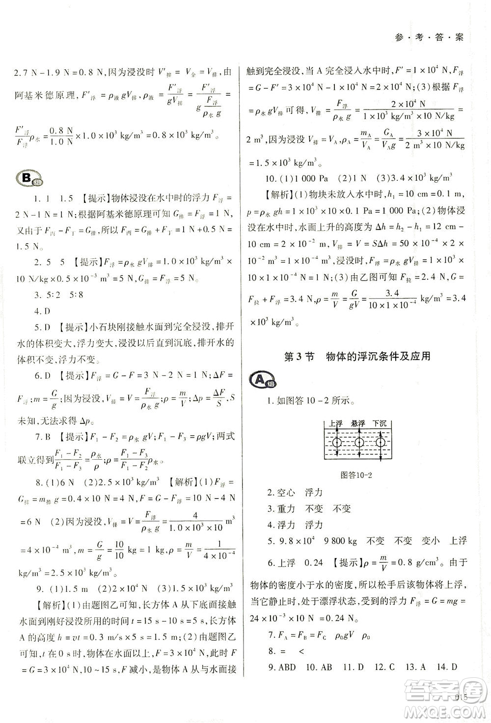 天津教育出版社2021學(xué)習(xí)質(zhì)量監(jiān)測八年級物理下冊人教版答案