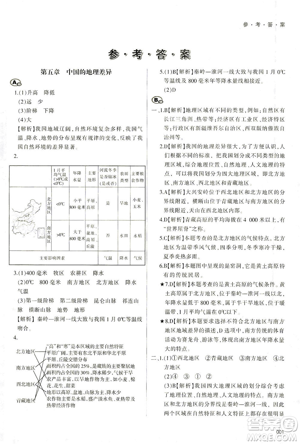 天津教育出版社2021學(xué)習(xí)質(zhì)量監(jiān)測八年級地理下冊人教版答案