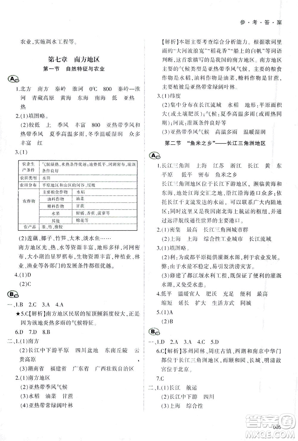 天津教育出版社2021學(xué)習(xí)質(zhì)量監(jiān)測八年級地理下冊人教版答案