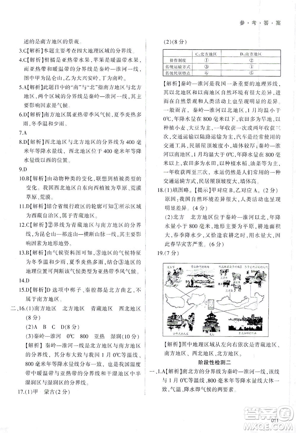 天津教育出版社2021學(xué)習(xí)質(zhì)量監(jiān)測八年級地理下冊人教版答案