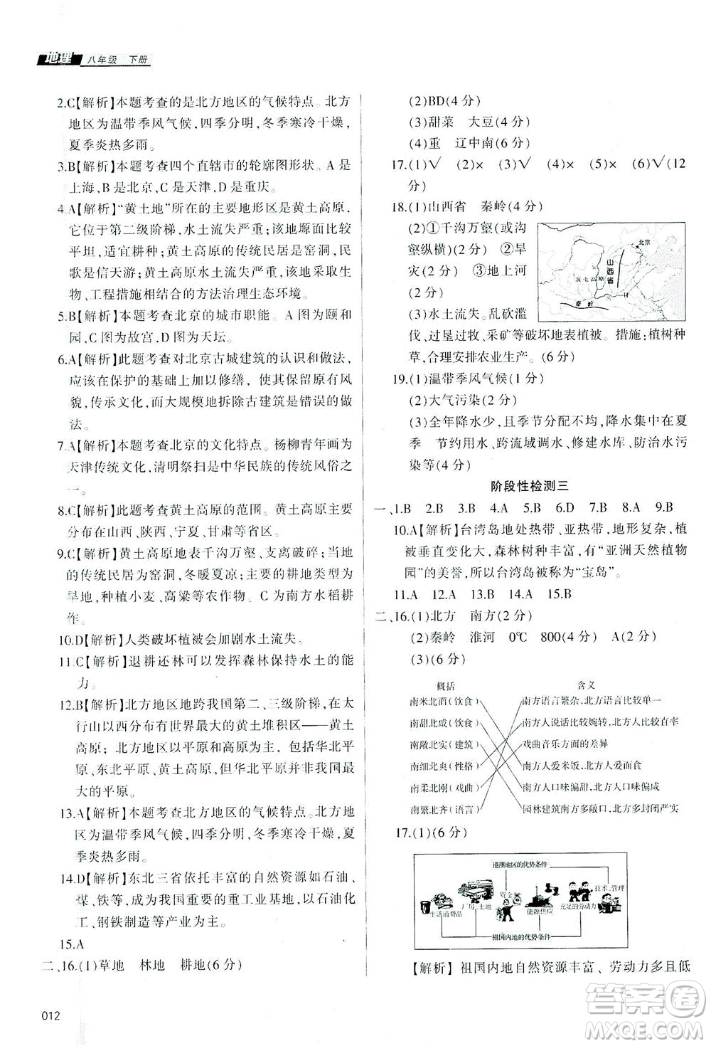 天津教育出版社2021學(xué)習(xí)質(zhì)量監(jiān)測八年級地理下冊人教版答案