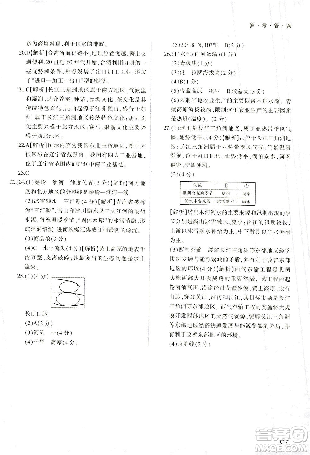 天津教育出版社2021學(xué)習(xí)質(zhì)量監(jiān)測八年級地理下冊人教版答案