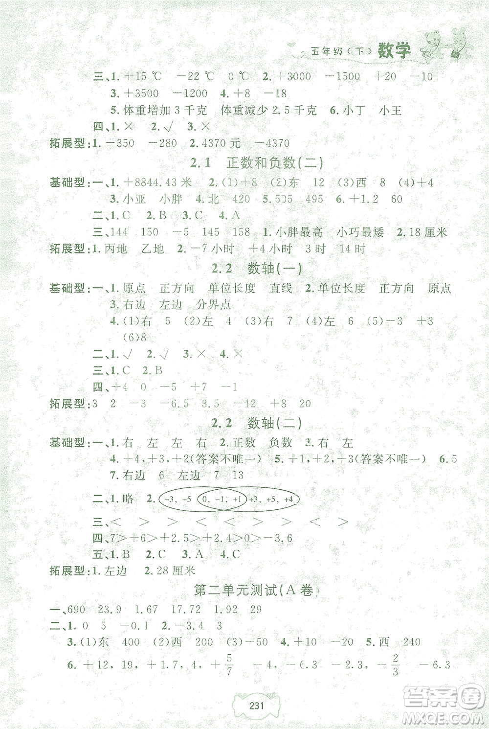 上海大學(xué)出版社2021鐘書金牌課課練五年級(jí)數(shù)學(xué)下冊(cè)滬教版答案