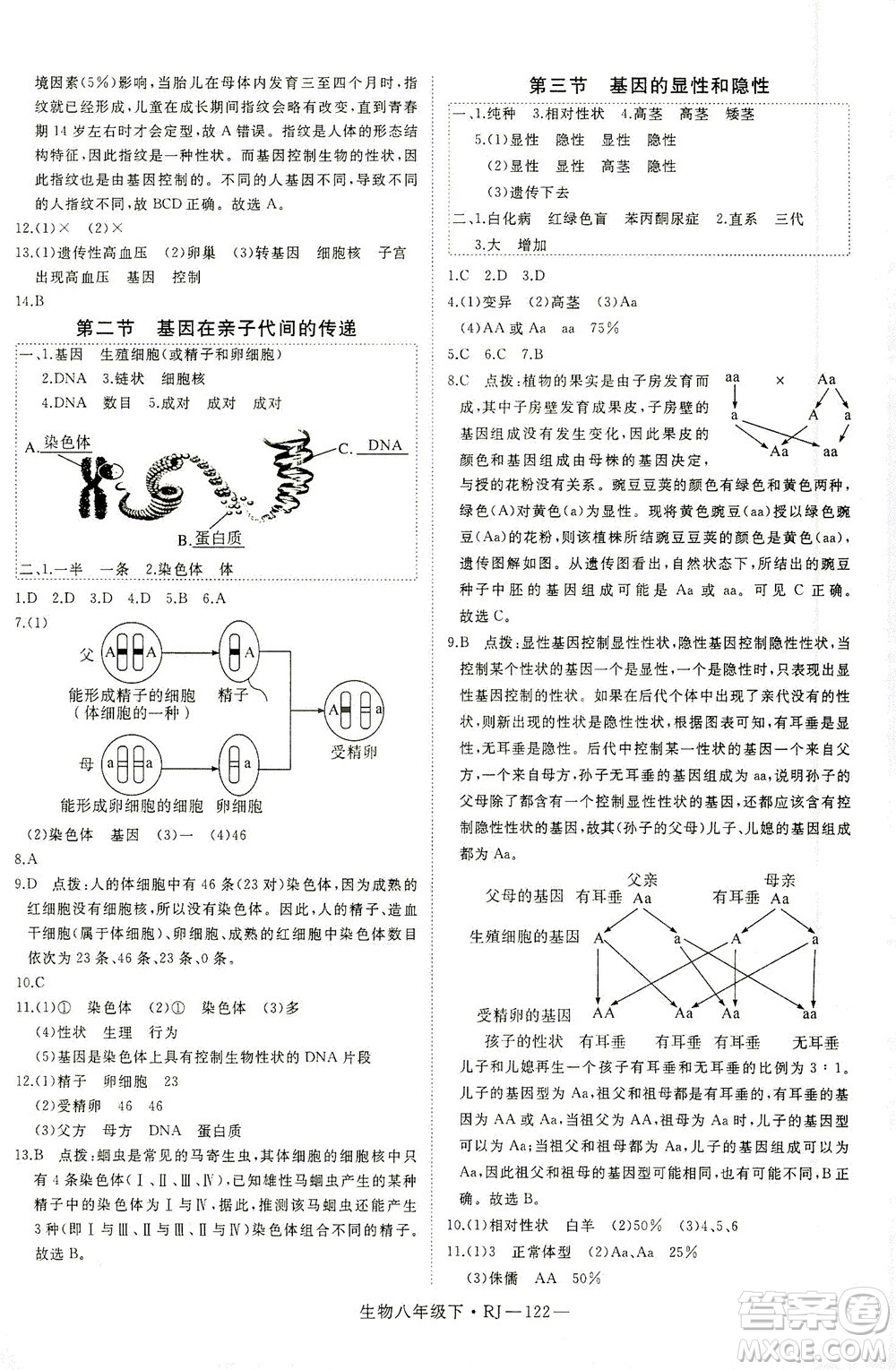 武漢出版社2021學(xué)練優(yōu)科學(xué)思維訓(xùn)練法生物八年級(jí)下冊(cè)RJ人教版答案