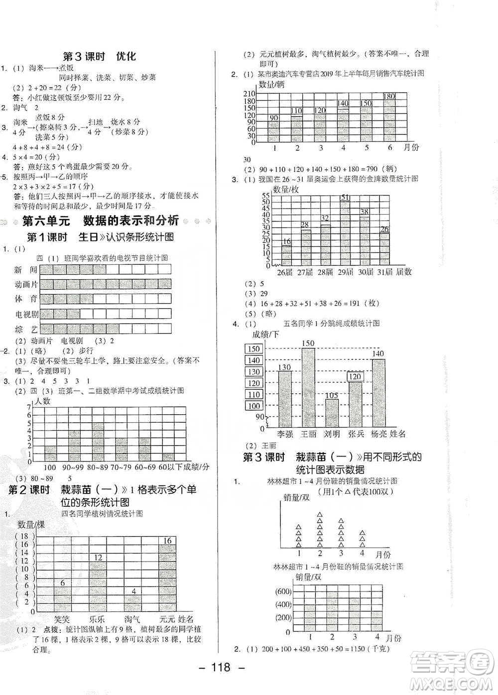 陜西人民教育出版社2021典中點四年級下冊數學北師大版參考答案