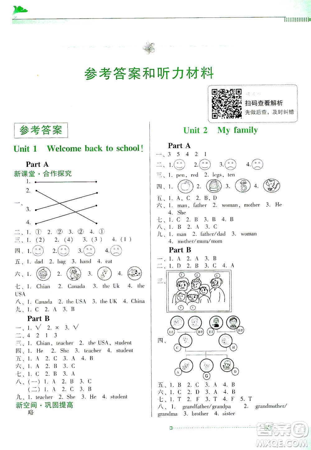 廣東教育出版社2021南方新課堂金牌學(xué)案英語(yǔ)三年級(jí)下冊(cè)PEP人教版答案