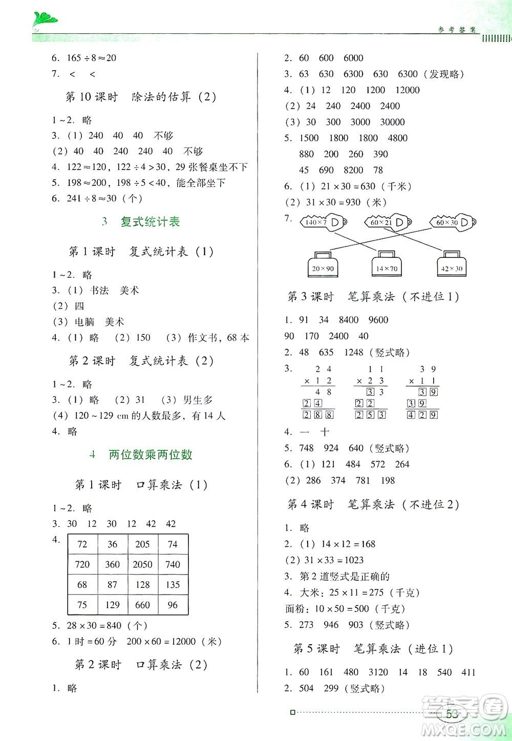 廣東教育出版社2021南方新課堂金牌學(xué)案數(shù)學(xué)三年級下冊人教版答案