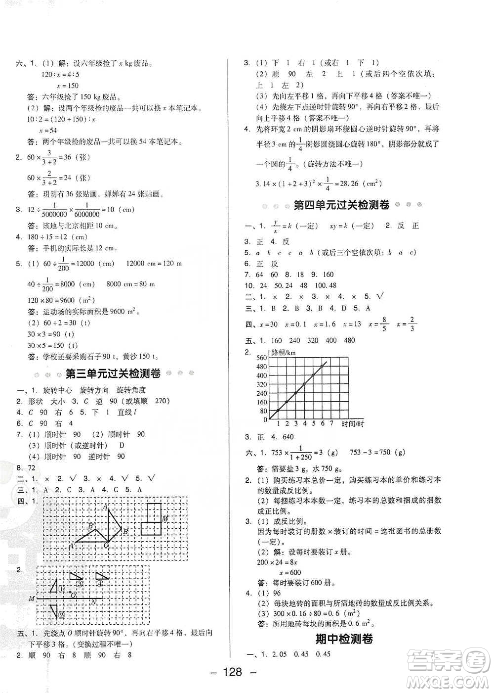 陜西人民教育出版社2021典中點(diǎn)六年級下冊數(shù)學(xué)北師大版參考答案