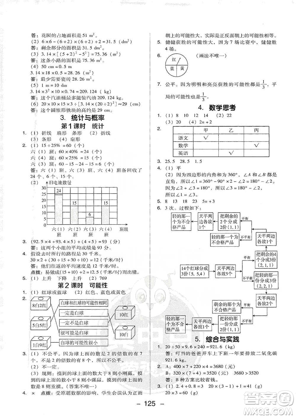 吉林教育出版社2021典中點六年級下冊數(shù)學(xué)人教版參考答案