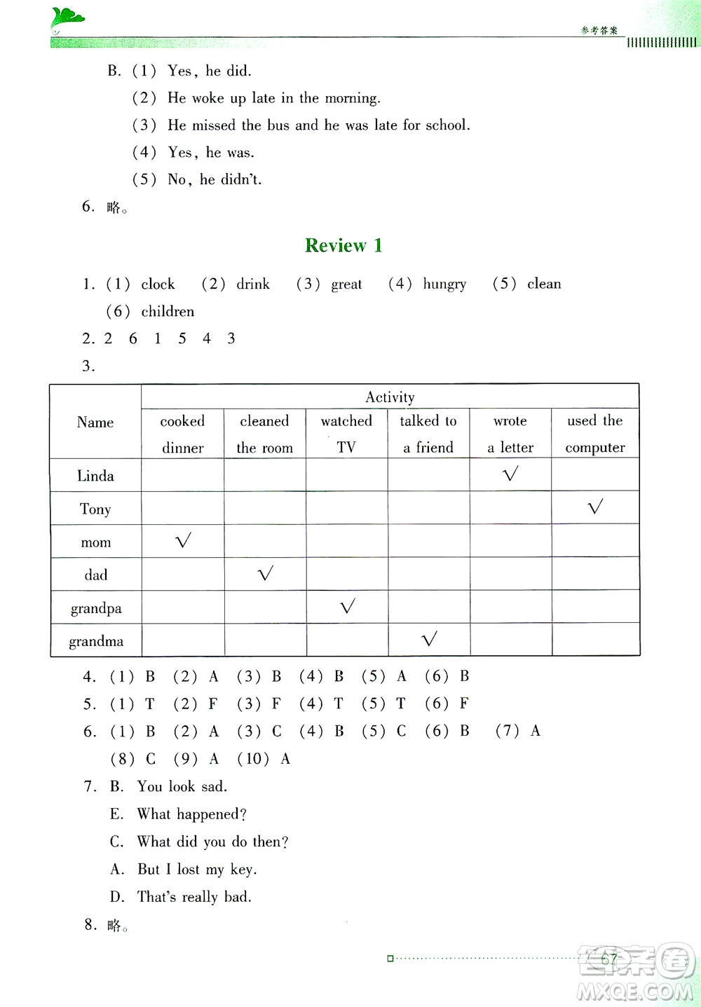 廣東教育出版社2021南方新課堂金牌學(xué)案英語六年級(jí)下冊(cè)粵教人民版答案