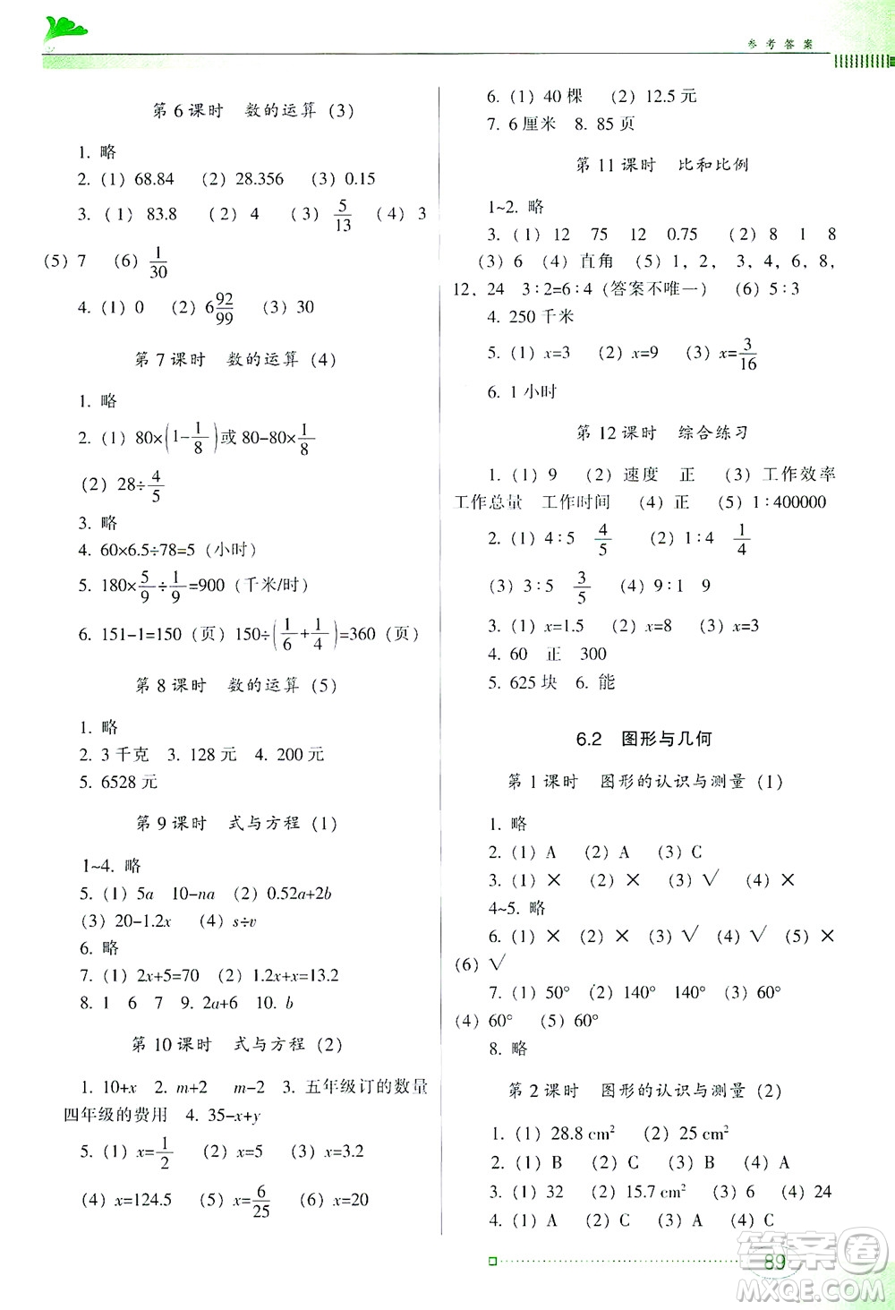 廣東教育出版社2021南方新課堂金牌學(xué)案數(shù)學(xué)六年級(jí)下冊(cè)人教版答案