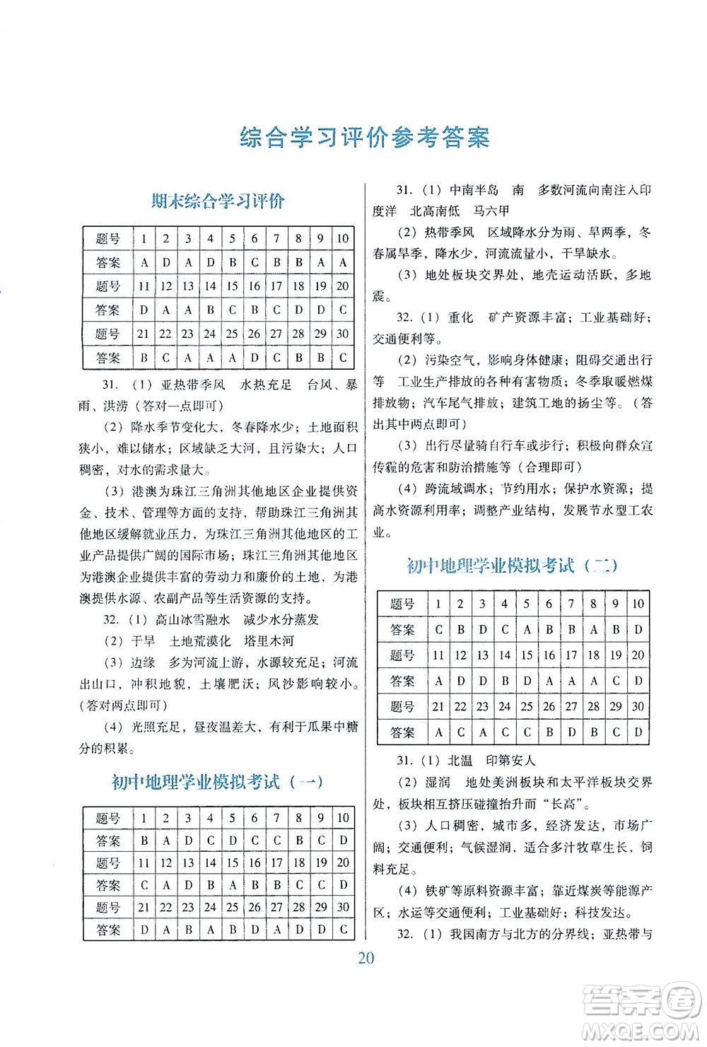 廣東教育出版社2021南方新課堂金牌學(xué)案地理八年級下冊粵人民版答案