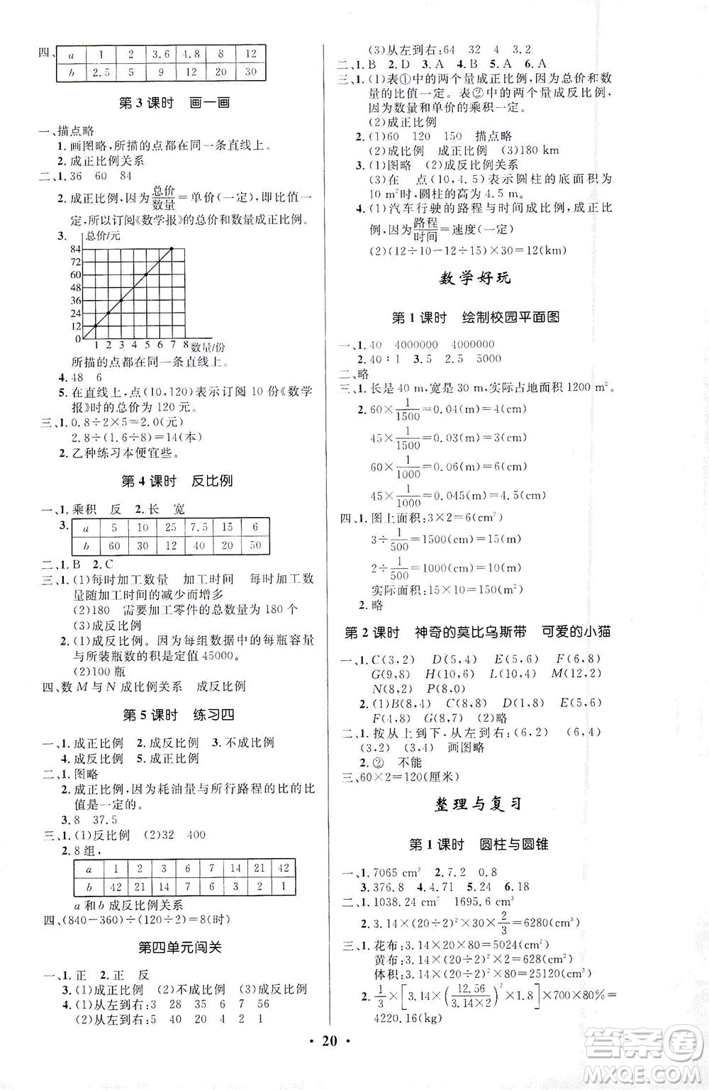 北京師范大學(xué)出版社2021小學(xué)同步測(cè)控優(yōu)化設(shè)計(jì)六年級(jí)數(shù)學(xué)下冊(cè)北師大版答案