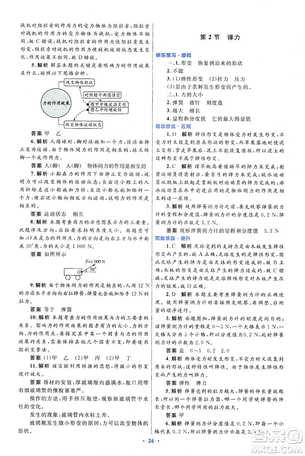 人民教育出版社2021初中同步測控優(yōu)化設(shè)計八年級物理下冊人教版答案