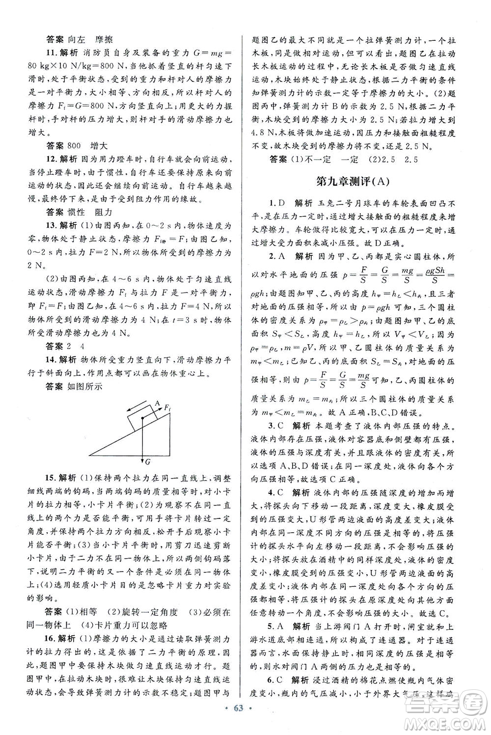 人民教育出版社2021初中同步測控優(yōu)化設(shè)計八年級物理下冊人教版答案