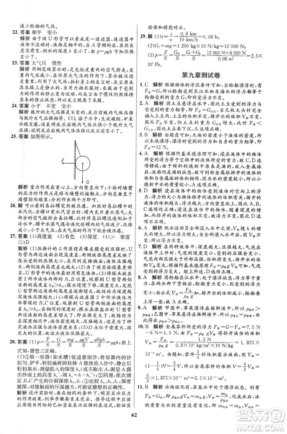 現(xiàn)代教育出版社2021初中同步學(xué)考優(yōu)化設(shè)計(jì)八年級(jí)物理下冊(cè)HK滬科版答案