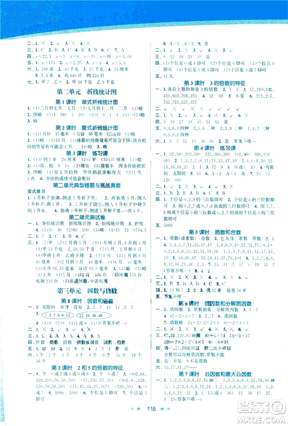 江蘇鳳凰美術(shù)出版社2021創(chuàng)新課時(shí)作業(yè)本數(shù)學(xué)五年級(jí)下冊(cè)江蘇版答案