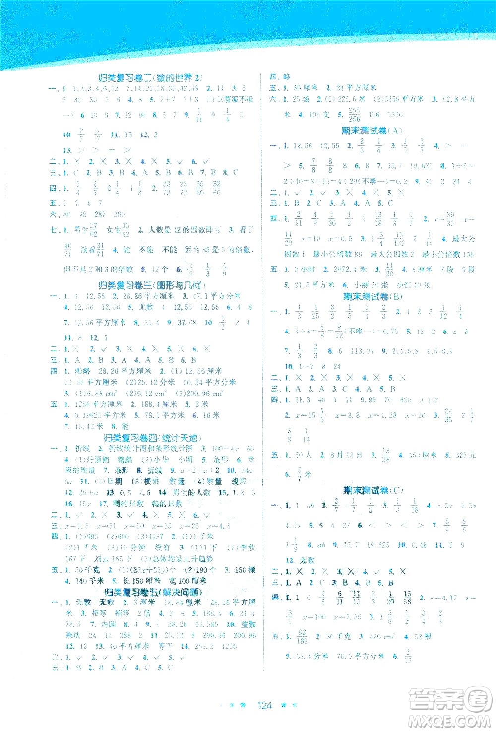 江蘇鳳凰美術(shù)出版社2021創(chuàng)新課時(shí)作業(yè)本數(shù)學(xué)五年級(jí)下冊(cè)江蘇版答案