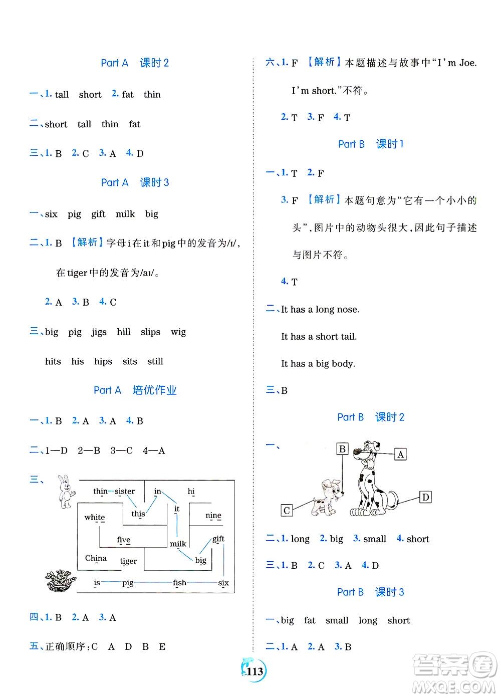 江西人民出版社2021春王朝霞德才兼?zhèn)渥鳂I(yè)創(chuàng)新設(shè)計(jì)英語(yǔ)三年級(jí)下冊(cè)PEP版人教版答案