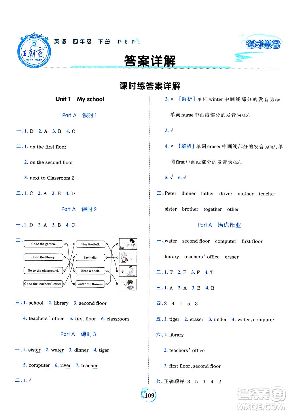 江西人民出版社2021春王朝霞德才兼?zhèn)渥鳂I(yè)創(chuàng)新設(shè)計(jì)英語(yǔ)四年級(jí)下冊(cè)PEP版人教版答案