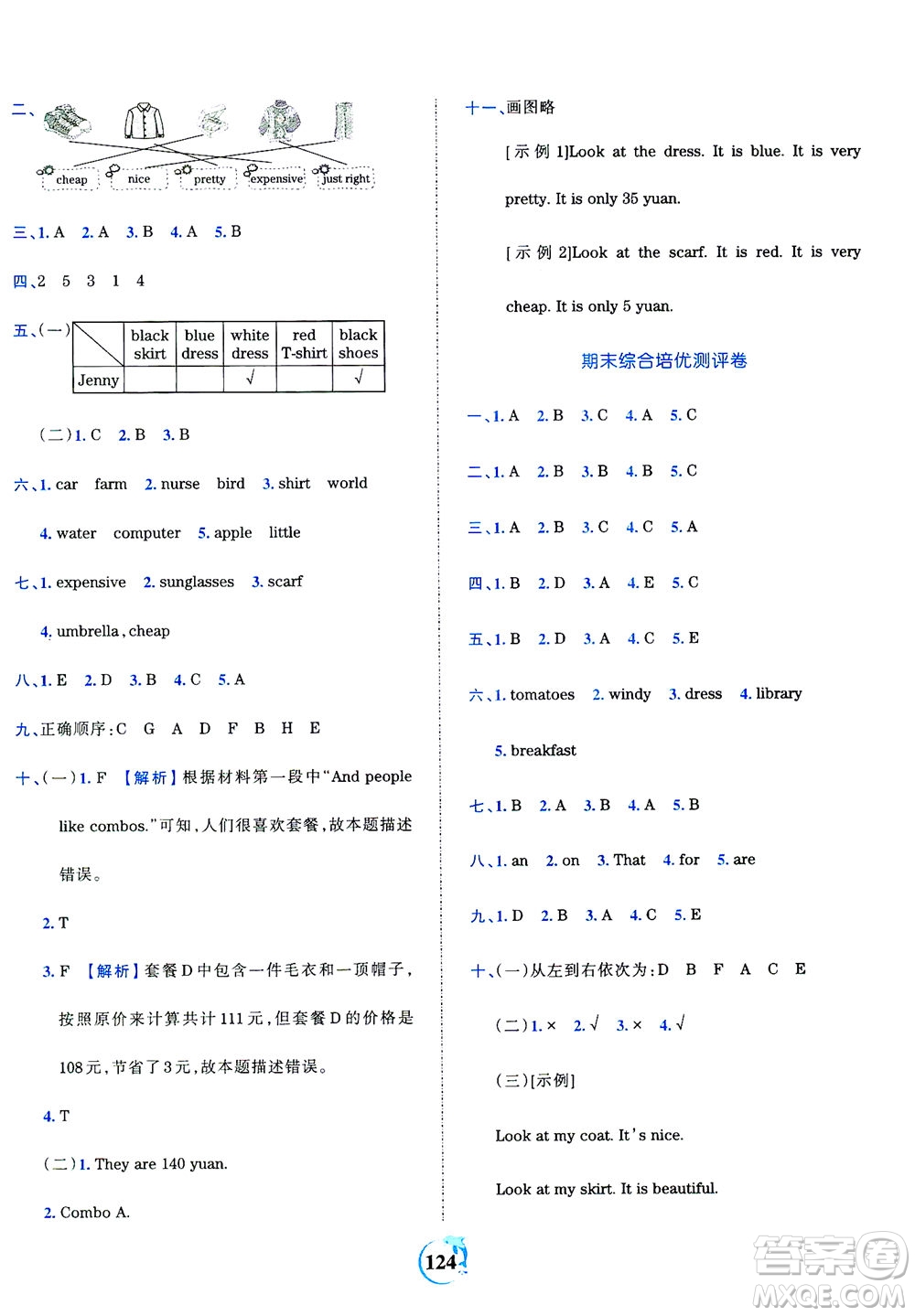 江西人民出版社2021春王朝霞德才兼?zhèn)渥鳂I(yè)創(chuàng)新設(shè)計(jì)英語(yǔ)四年級(jí)下冊(cè)PEP版人教版答案