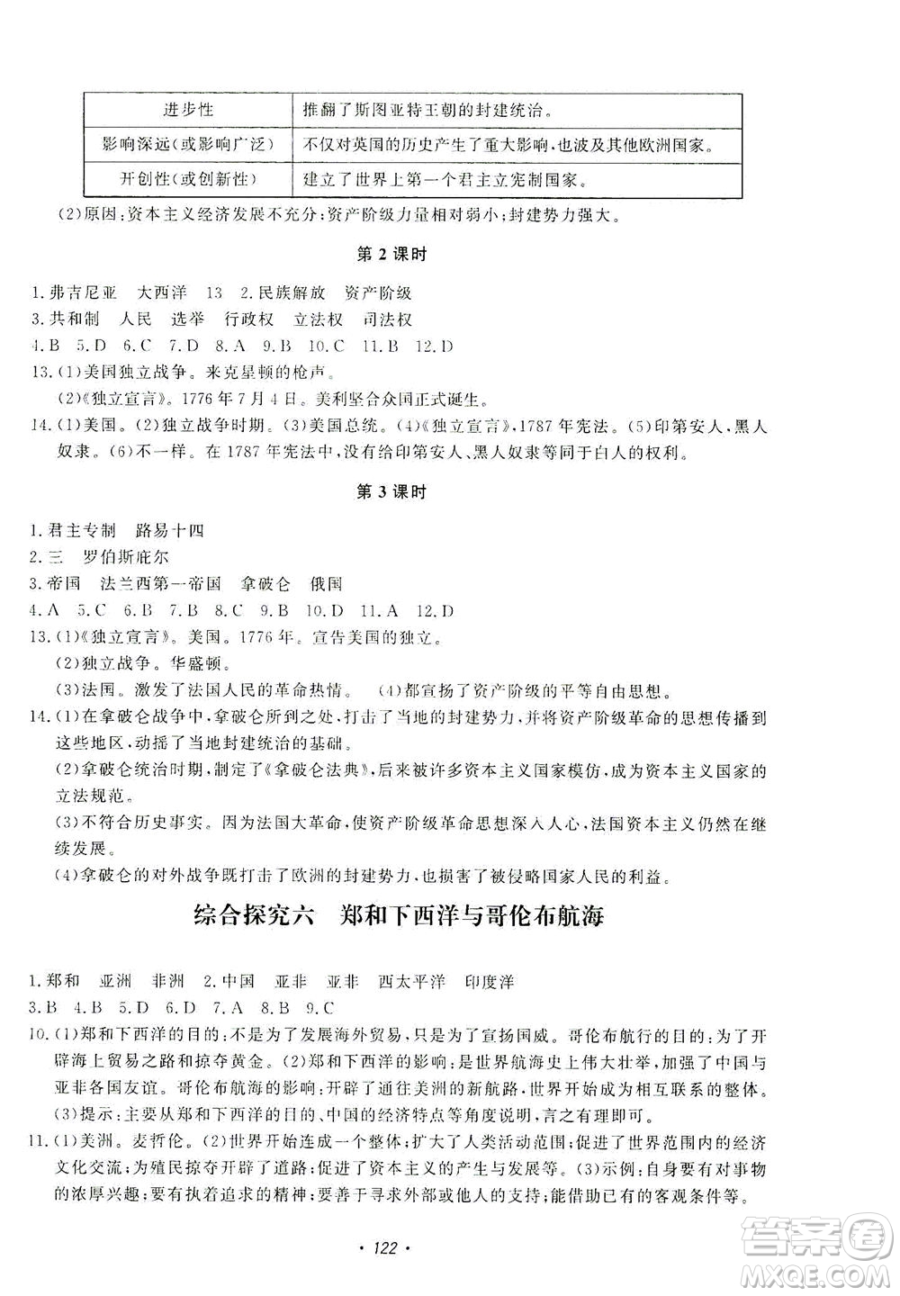 花山文藝出版社2021學(xué)科能力達(dá)標(biāo)初中生100全優(yōu)卷八年級歷史下冊人教版答案