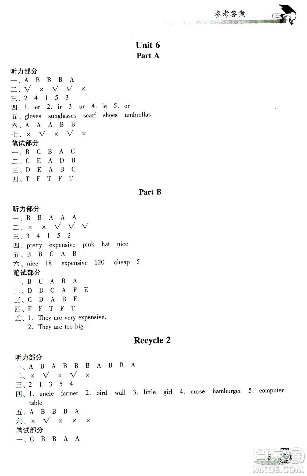 廣東經(jīng)濟(jì)出版社2021雙基同步導(dǎo)航訓(xùn)練四年級英語下冊人教PEP版答案