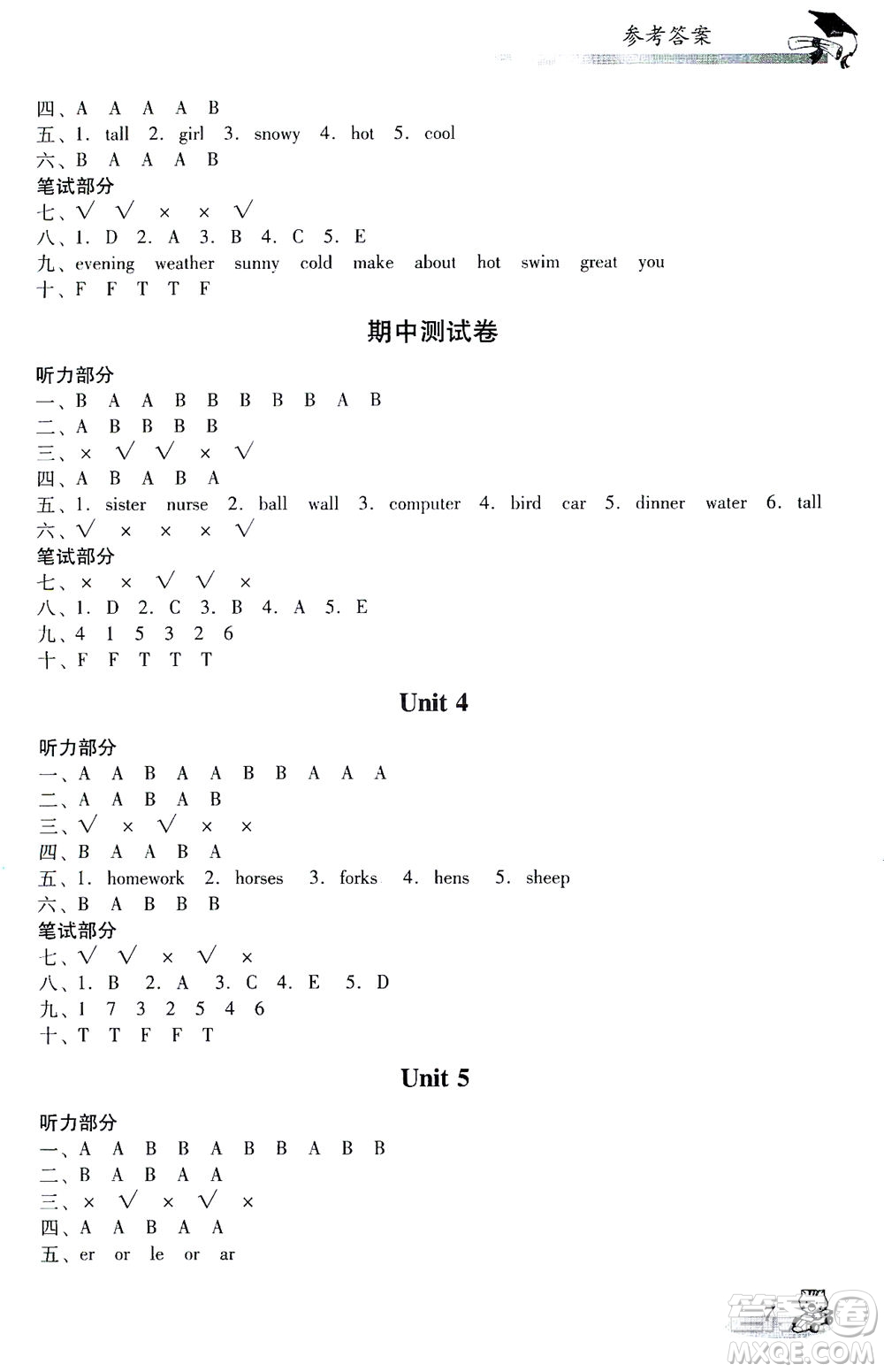 廣東經(jīng)濟(jì)出版社2021雙基同步導(dǎo)航訓(xùn)練四年級英語下冊人教PEP版答案