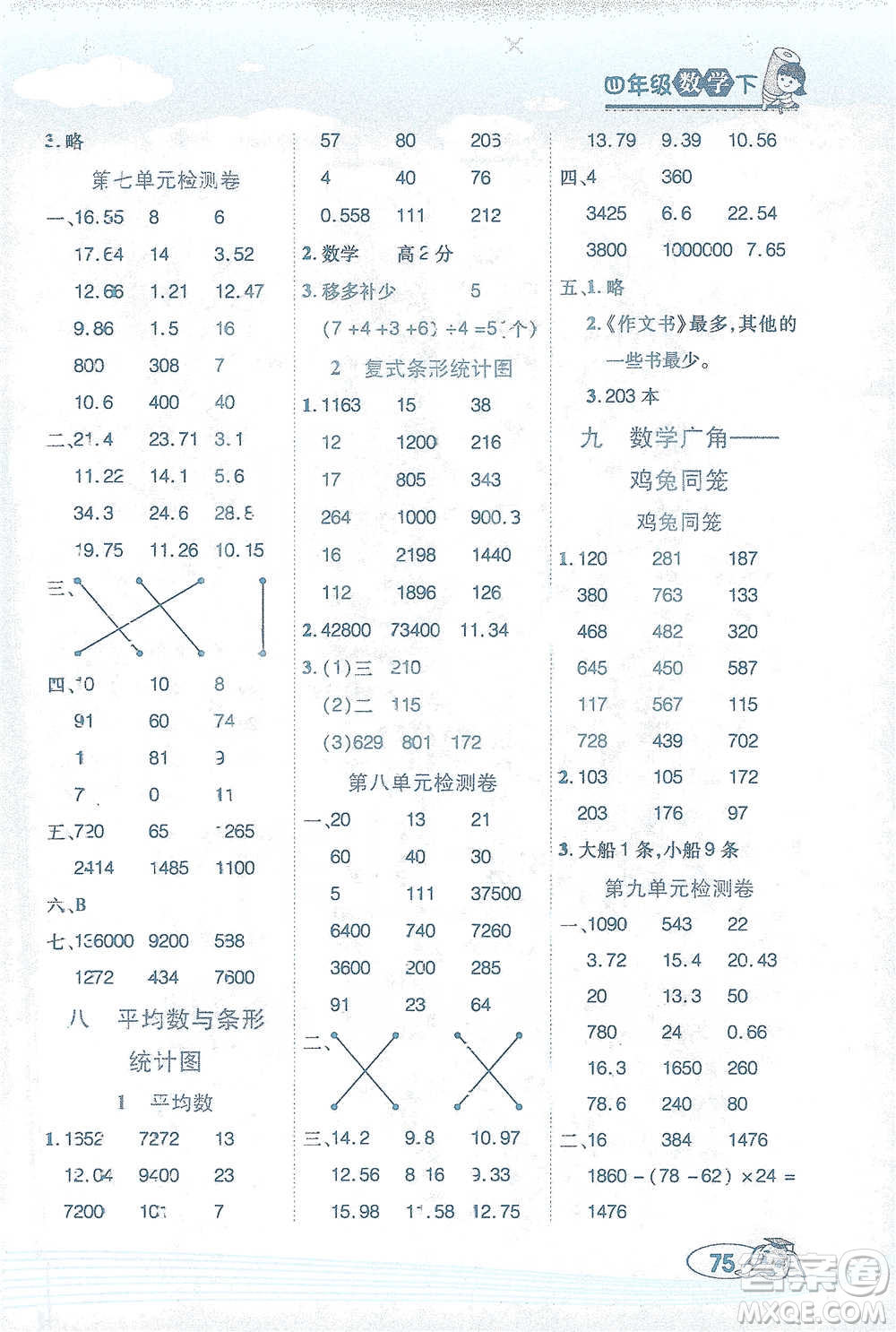 西安出版社2021幫你學(xué)口算題卡四年級下冊數(shù)學(xué)人教版參考答案