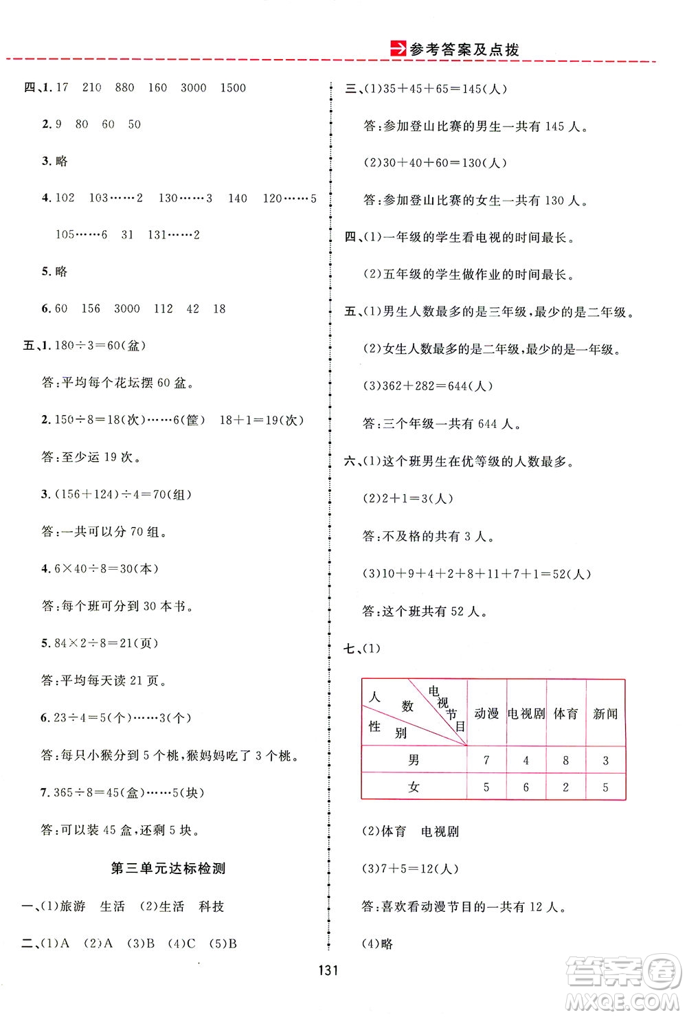 吉林教育出版社2021三維數(shù)字課堂數(shù)學(xué)三年級下冊人教版答案