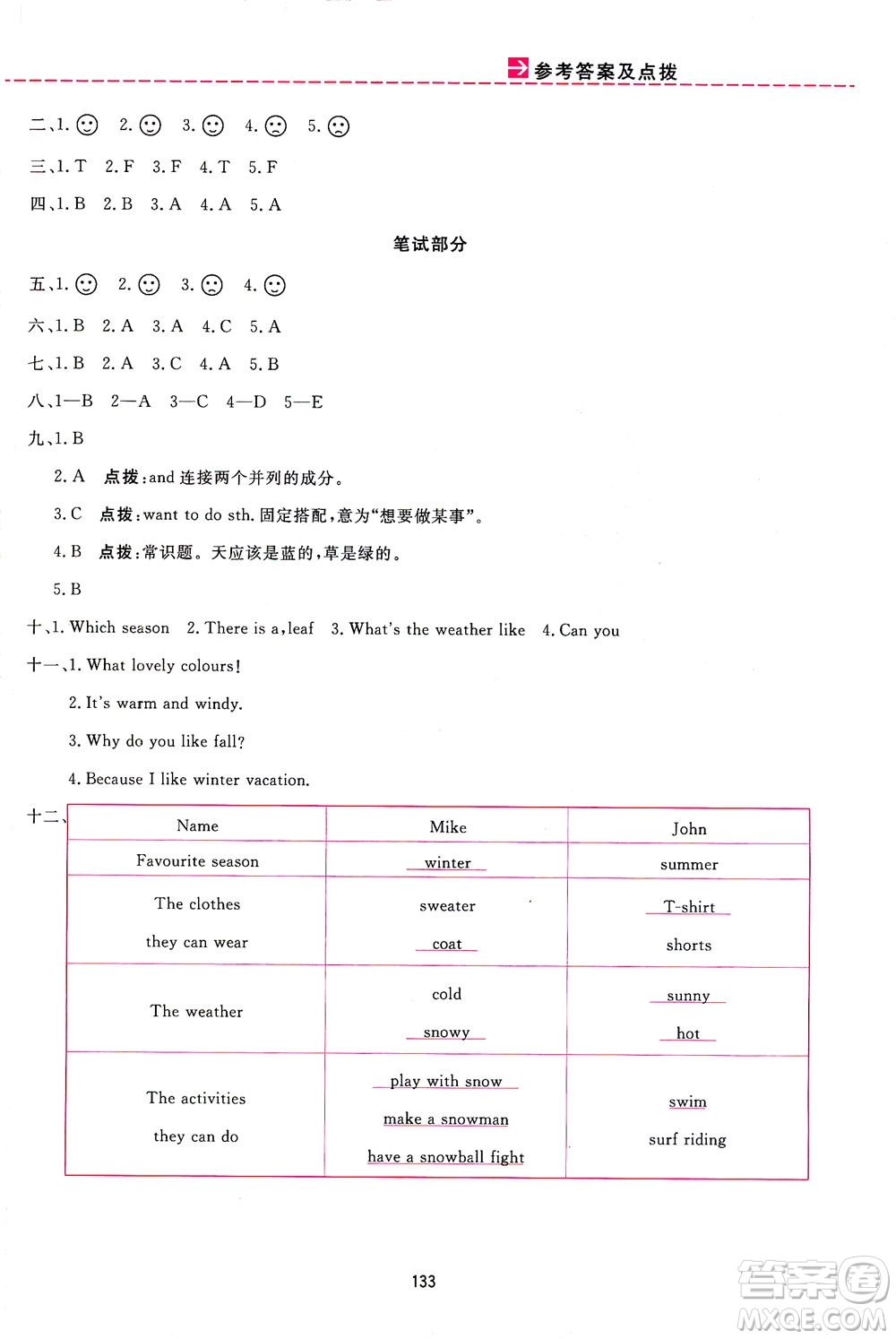 吉林教育出版社2021三維數(shù)字課堂英語(yǔ)五年級(jí)下冊(cè)人教版答案