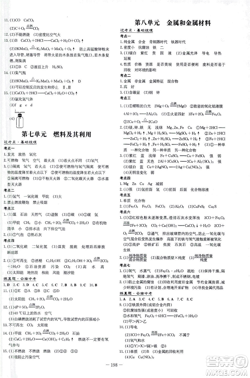 新世紀(jì)出版社2021導(dǎo)與練初中學(xué)業(yè)水平考試九年級(jí)化學(xué)下冊(cè)人教版云南專版答案