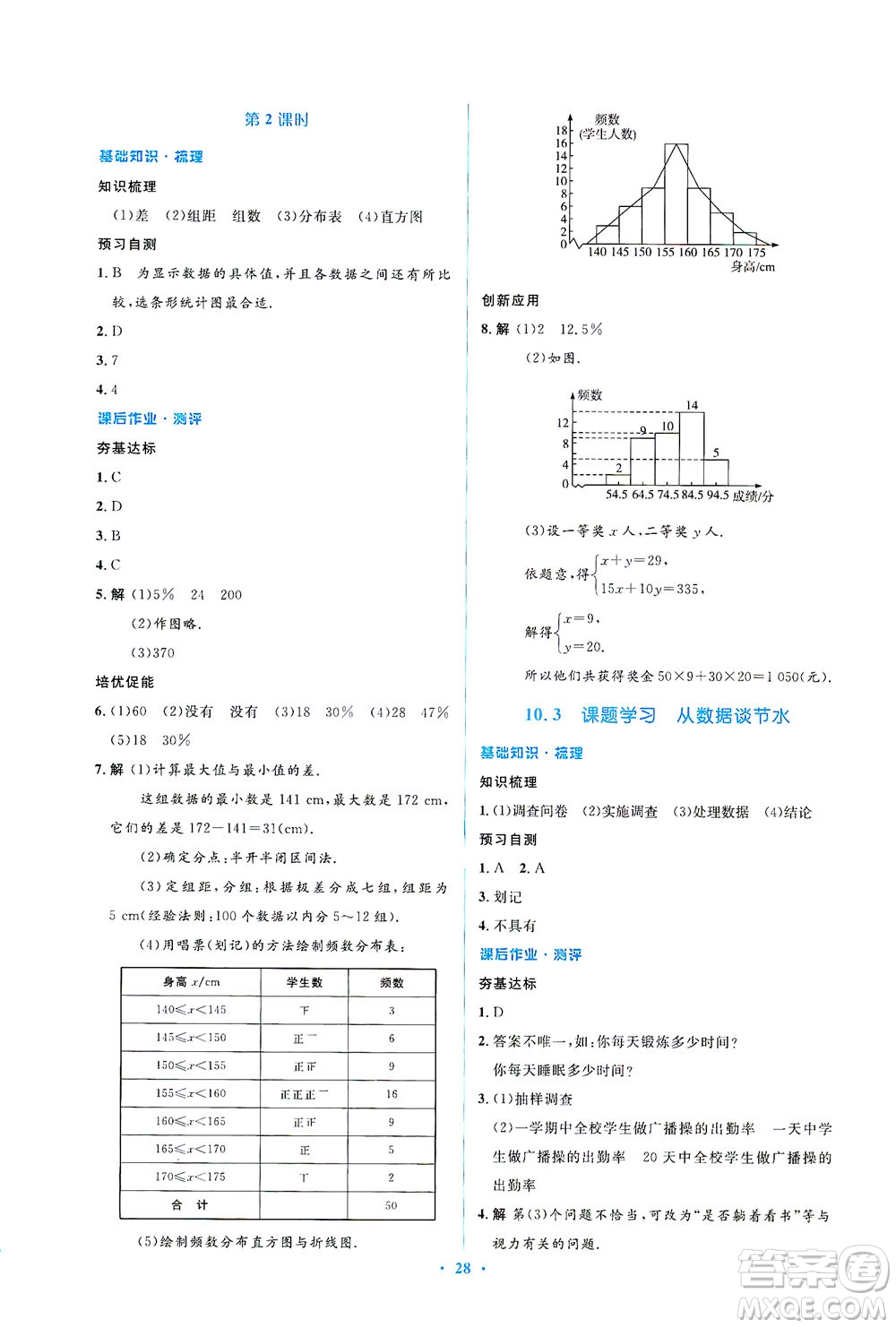 人民教育出版社2021同步解析與測評七年級數(shù)學下冊人教版答案