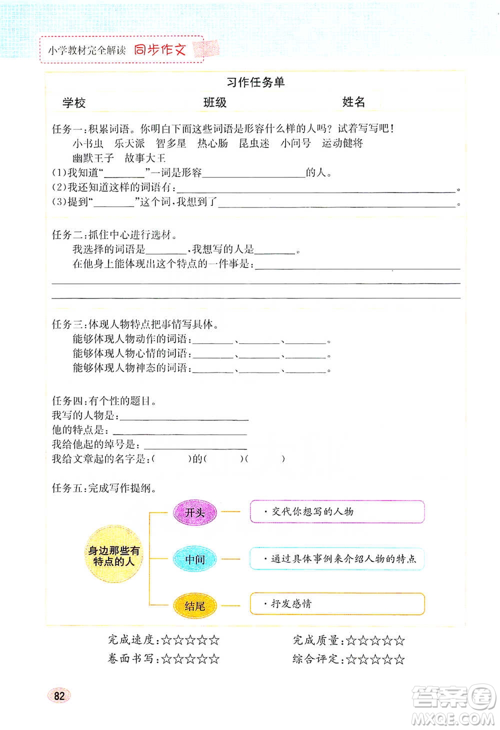 吉林人民出版社2021小學(xué)教材完全解讀同步作文三年級(jí)下冊(cè)語(yǔ)文參考答案