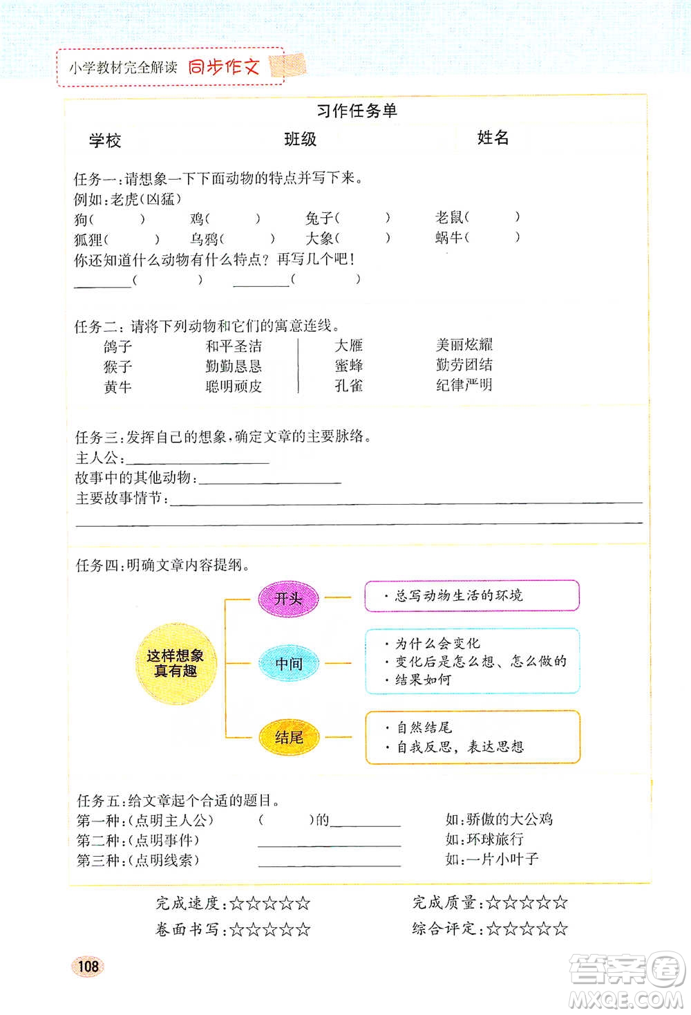 吉林人民出版社2021小學(xué)教材完全解讀同步作文三年級(jí)下冊(cè)語(yǔ)文參考答案